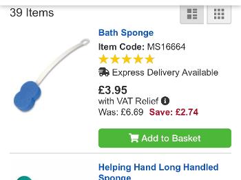 Blue and green long handled shower/bath brush/sponge  