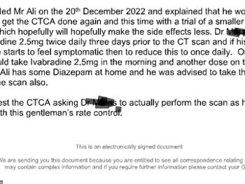 Here is a part of the letter from the hospital. 