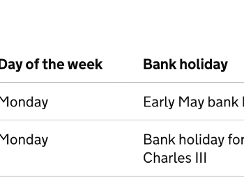 Government bank holidays screenshot