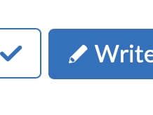 Blue Write button to start a new post