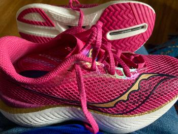 Pink running shoes