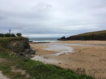 The beach at low tide.