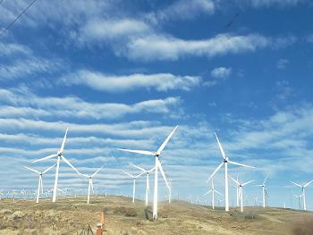 Beautiful clouds and the Windmills on the hills outside of Tehachapi 