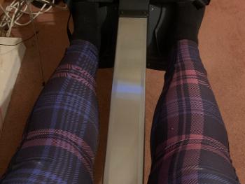 Rowing in tartan leggings 