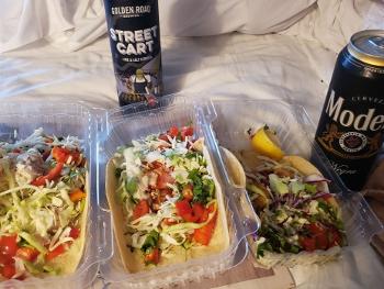 GR Fish, Ahi, Calamari tacos 