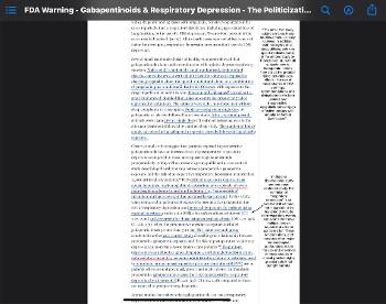 FDA “Warning” RE: Gabapentinoids + Opioids & Respiratory Depression