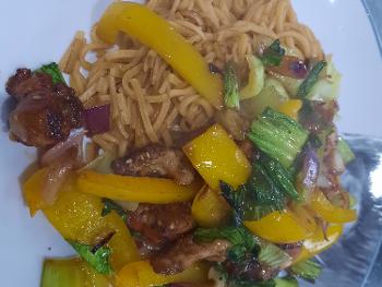 Salt and Pepper Chicken with noodles