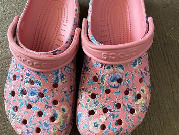 Pink floral Crocs