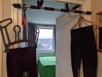 Pull up bar with wetsuits!