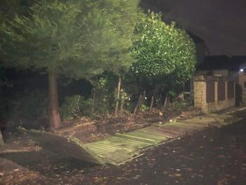 Photo taken of a downed fence at 9pm - storm arwen