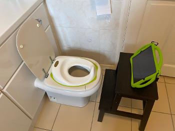 Toilet set up for constipated child