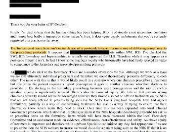 Letter from GP partner re Buprenorphine - page 1.