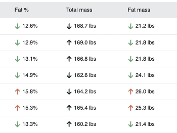 Body composition over time