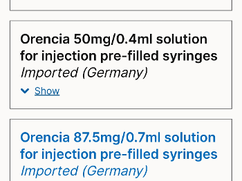 Orencia injection options