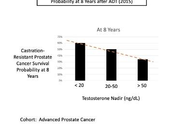 Prostate cancer survival probability versus testosterone nadir