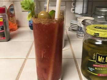 Bloody Mary with fresh lemon and line.
