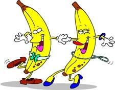Two bananas dancing