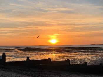 Sunset over the Whitstable oyster beds.