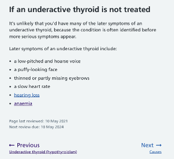 list of late stage hypothyroid symptoms