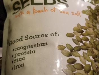 Pumpkin seeds : 1/4 cup has 165 mg of magnesium and 110 mg salt 