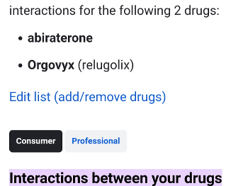 Drug interactions between Abiraterone and Orgovyx