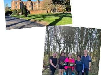 Doddington Hall in the sunshine and a group of parkrunners