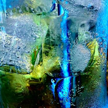 Edited photo of ice, blue and green 